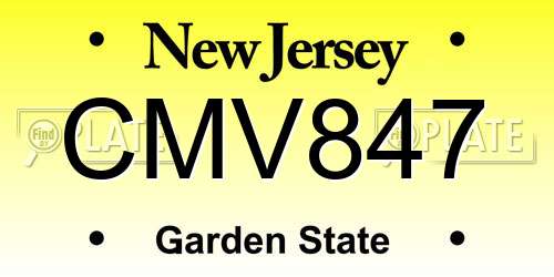 CMV847 New Jersey License Plate