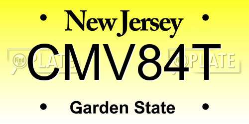 CMV84T New Jersey License Plate