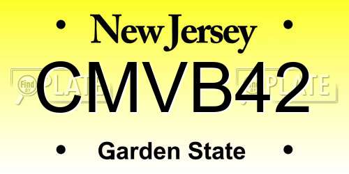 CMVB42 New Jersey License Plate