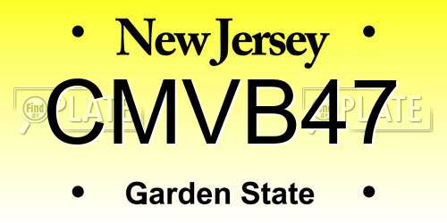 CMVB47 New Jersey License Plate