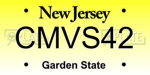 CMVS42 New Jersey License Plate