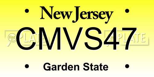 CMVS47 New Jersey License Plate