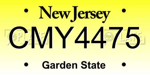 CMY4475 New Jersey License Plate