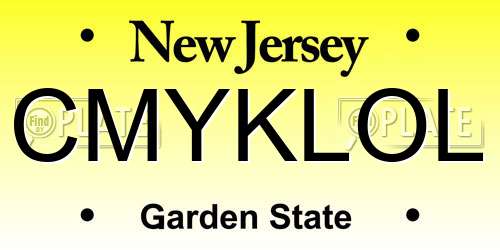 CMYKLOL New Jersey License Plate