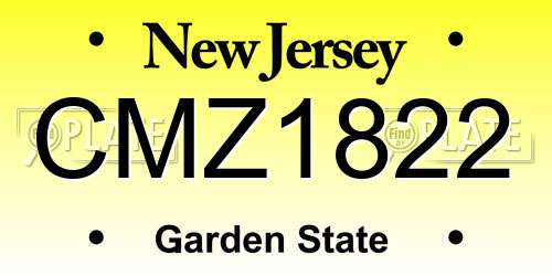 CMZ1822 New Jersey License Plate