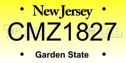 CMZ1827 New Jersey License Plate