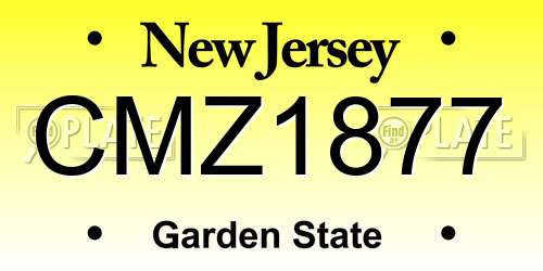 CMZ1877 New Jersey License Plate