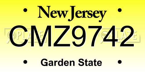 CMZ9742 New Jersey License Plate