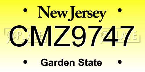 CMZ9747 New Jersey License Plate