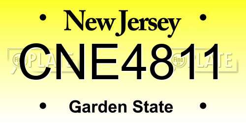 CNE4811 New Jersey License Plate