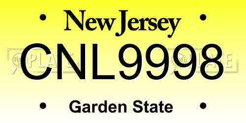 CNL9998 New Jersey License Plate