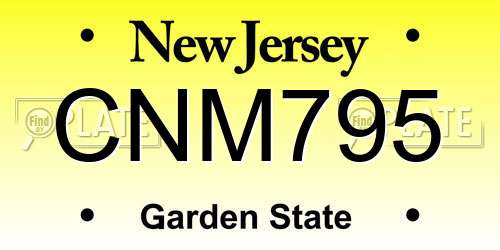 CNM795 New Jersey License Plate