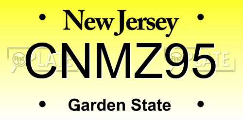 CNMZ95 New Jersey License Plate