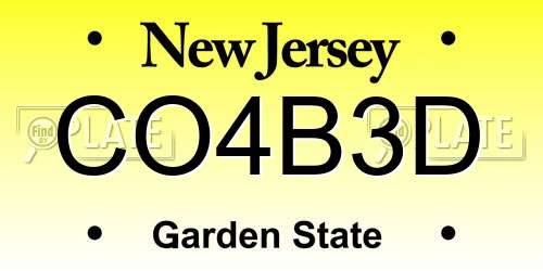 CO4B3D New Jersey License Plate