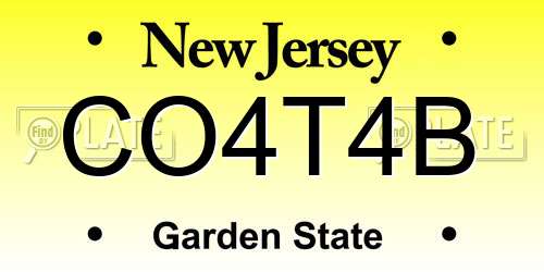 CO4T4B New Jersey License Plate