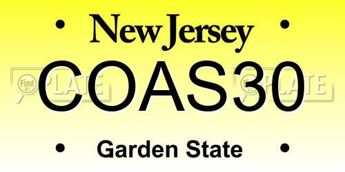 COAS30 New Jersey License Plate