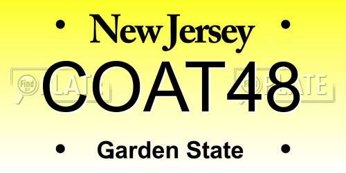 COAT48 New Jersey License Plate