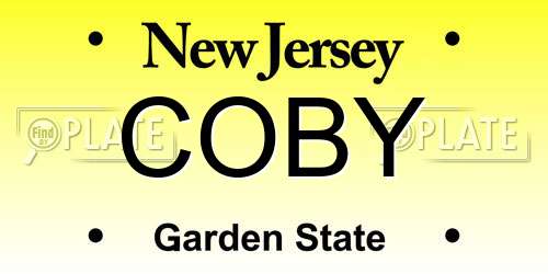 COBY New Jersey License Plate