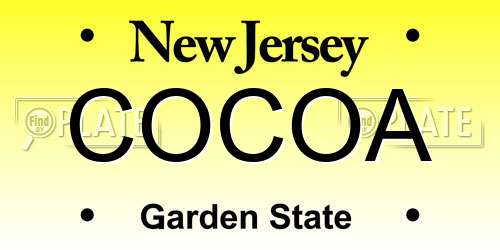 COCOA New Jersey License Plate