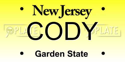 CODY New Jersey License Plate