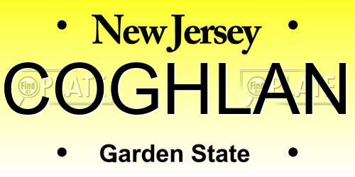 COGHLAN New Jersey License Plate