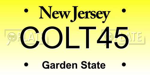 COLT45 New Jersey License Plate
