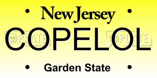 COPELOL New Jersey License Plate