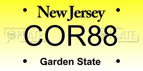 COR88 New Jersey License Plate