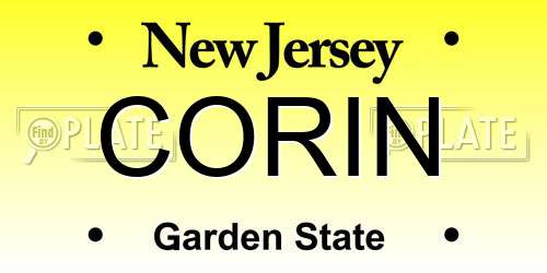 CORIN New Jersey License Plate