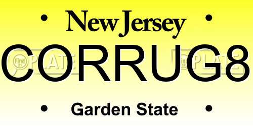 CORRUG8 New Jersey License Plate