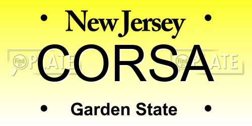 CORSA New Jersey License Plate