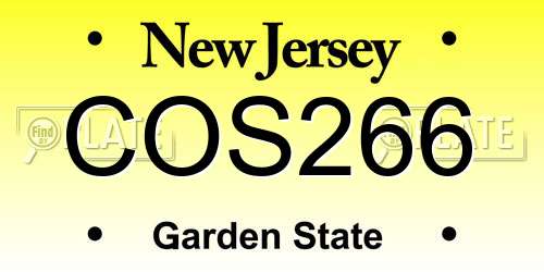COS266 New Jersey License Plate