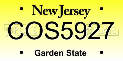 COS5927 New Jersey License Plate