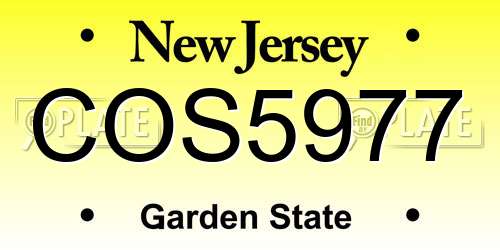 COS5977 New Jersey License Plate