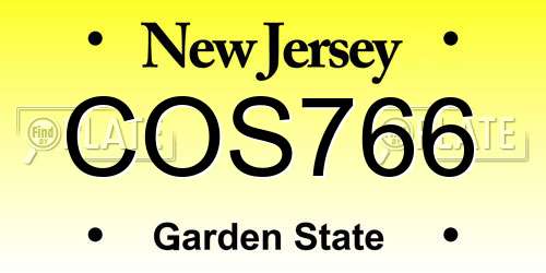 COS766 New Jersey License Plate