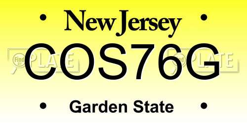 COS76G New Jersey License Plate