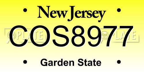 COS8977 New Jersey License Plate