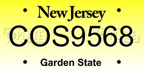 COS9568 New Jersey License Plate