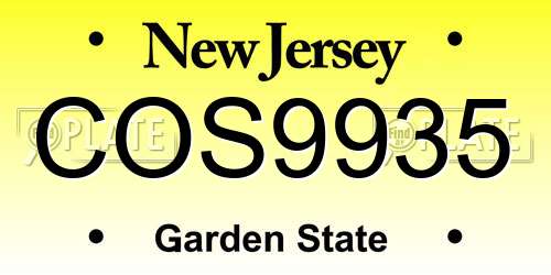 COS9935 New Jersey License Plate