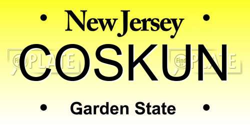 COSKUN New Jersey License Plate