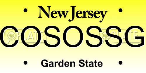 COSOSSG New Jersey License Plate