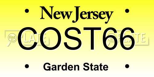COST66 New Jersey License Plate