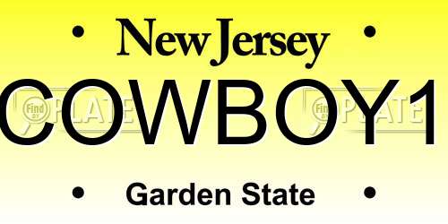 COWBOY1 New Jersey License Plate