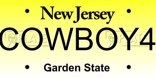 COWBOY4 New Jersey License Plate