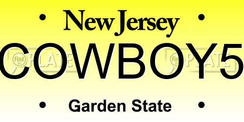 COWBOY5 New Jersey License Plate
