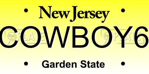 COWBOY6 New Jersey License Plate