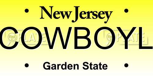 COWBOYL New Jersey License Plate