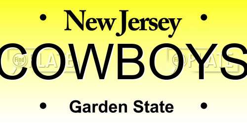 COWBOYS New Jersey License Plate