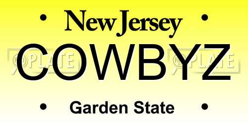 COWBYZ New Jersey License Plate