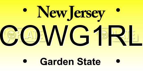 COWG1RL New Jersey License Plate